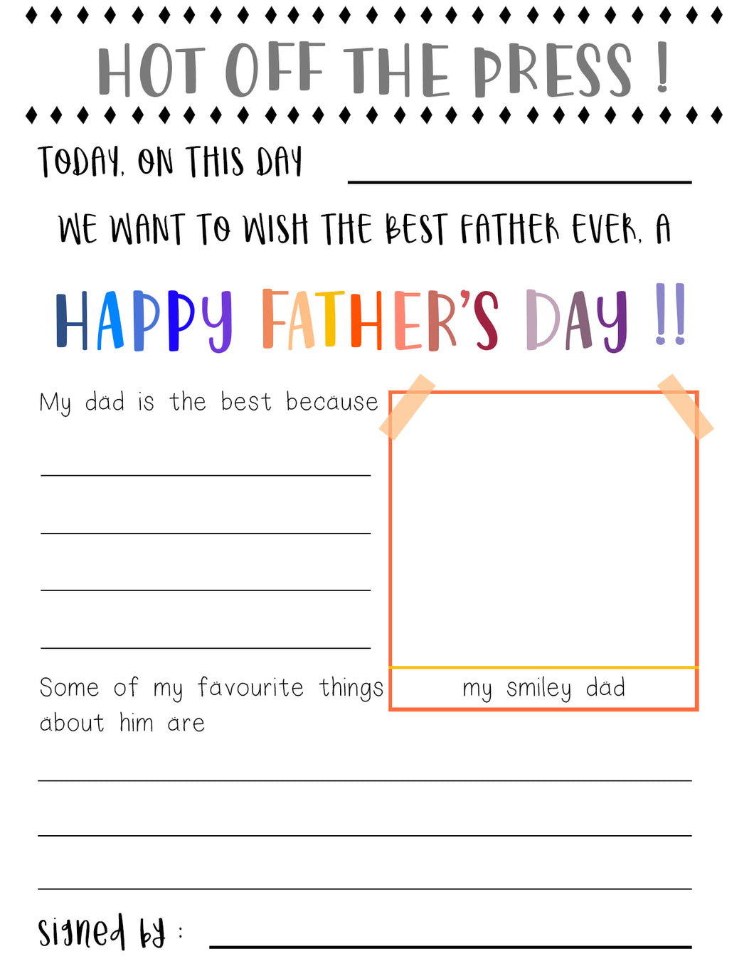 Free Happy Fathers Day printable